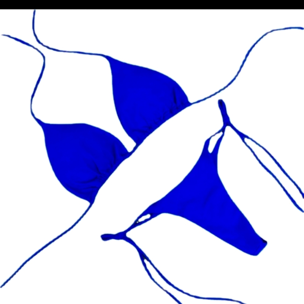 Blue Thong Bikini Set
